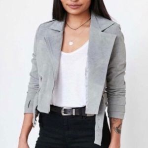 Urban Outfitters Silence + Noise Gray Grey Moto Jacket w/ Silver Hardware & Belt